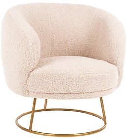 ARMCHAIR ARIEN  BOUCLE FABRIC IN ECRU-GOLD METAL BASE 78x75x84Hcm.