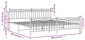 Πλαίσιο Κρεβατιού με Κεφαλάρι&amp;Ποδαρικό Λευκό 200x200εκ. Μέταλλο - Λευκό