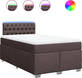 vidaXL Κρεβάτι Boxspring με Στρώμα Σκούρο Καφέ 120x200 εκ. Υφασμάτινο