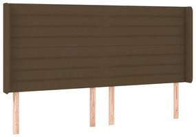 vidaXL Κεφαλάρι Κρεβατιού LED Σκούρο Καφέ 183x16x118/128εκ. Υφασμάτινο