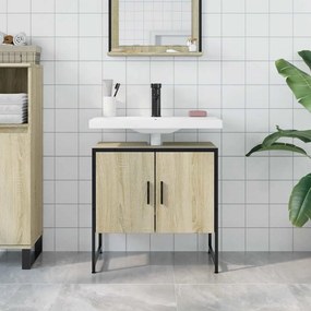 vidaXL Ντουλάπι Νιπτήρα Μπάνιου Sonoma Δρυς 60x33x60 εκ. Επεξ. Ξύλο