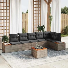 vidaXL Σετ Καναπέ Κήπου με μαξιλάρι 7 pcs Γκρι Πολυ ράταν