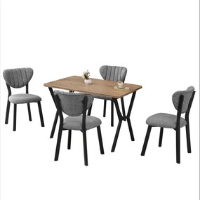 Extendable Dining Table &amp; Chairs Set (5 Pieces) Elma - Grey, Walnut Grey
Walnut