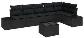 vidaXL Σετ Καναπέ Κήπου 7 pcs Μαύρο Πολυ rattan, βαμμένο ατσάλι