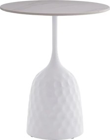 Βοηθητικό τραπέζι Kousien Inart λευκό sintered stone Φ50x60εκ
