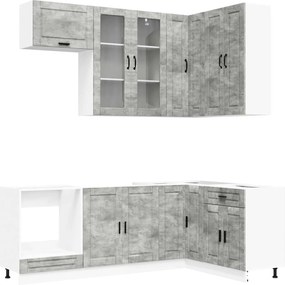 vidaXL Μονάδα κουζίνας PORTO 8 pcs Γκρι Σκυροδέματος