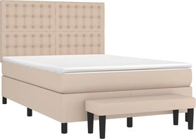 vidaXL Κρεβάτι Boxspring με Στρώμα Καπουτσίνο 140x190εκ.από Συνθ.Δέρμα