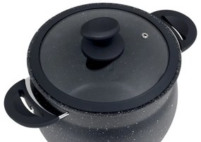 Ατμομάγειρας Royalty Line RL-CP6LM, 20 cm, 6 λίτρα, 3 τεμάχια, μαρμάρινο φινίρισμα, επαγωγή, Μαύρο