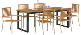 vidaXL Σέτ φαγητού για κήπο 7 pcs Μπεζ