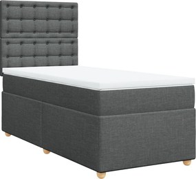 vidaXL Κρεβάτι Boxspring με Στρώμα Σκούρο Γκρι 90x200 εκ. Υφασμάτινο