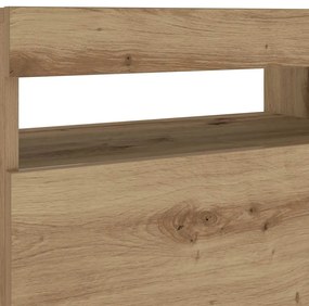 Κομοδίνο με φώτα LED Αρτισιανή Δρυς 60x35x40 εκ. από Επεξ. Ξύλο - Καφέ