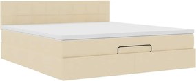 vidaXL Οθωμανικό Κρεβάτι με Στρώμα Κρέμα 160x200cm Ύφασμα
