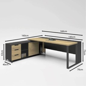 PROJECT Γραφείο Γωνία Αναστρέψιμη Απόχρωση Sonoma - Γκρι   1τμχ