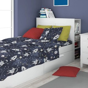 Σεντόνια Παιδικά Galaxy Travel 90 (Σετ 3τμχ) Blue DimCol Single 160x240cm 100% Βαμβακερή Φανέλα