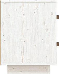 vidaXL Κομοδίνο Λευκό 40 x 34 x 45 εκ. από Μασίφ Ξύλο Πεύκου