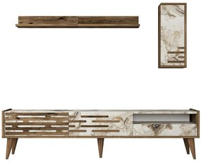 Σύνθεση Τηλεόρασης Valensiya 845HCT5344 180x35x45cm Marble Effect White-Walnut