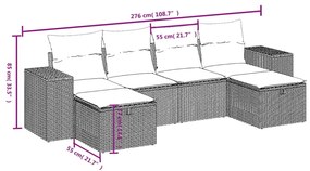 vidaXL Σετ Καναπέ Κήπου 6 τεμ. Μικτό Μπεζ Συνθετικό Ρατάν με Μαξιλάρια