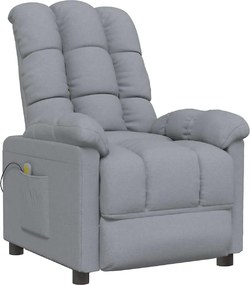 vidaXL Πολυθρόνα Μασάζ Ανοιχτό Γκρι Υφασμάτινη