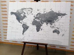 Εικόνα όμορφο παγκόσμιο χάρτη σε ασπρόμαυρο - 60x40