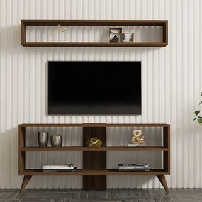 Σύνθετο σαλονιού Prestige pakoworld σε καρυδί απόχρωση 120x29,6x50εκ