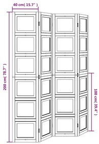 Διαχωριστικό Χώρου με 4 Πάνελ Λευκό από Μασίφ Ξύλο Παυλώνιας - Λευκό