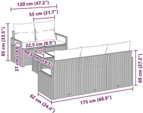 vidaXL Σετ Καναπέ 6 τμχ. 5-Αριθμός καθισμάτων Καφέ και Κρέμα