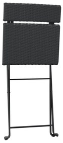 vidaXL Καρέκλες Bistro Πτυσσόμενες 4 τεμ. Μαύρο Συνθετικό Ρατάν&Ατσάλι