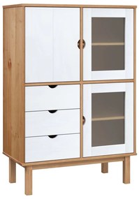 vidaXL Ντουλάπι OTTA Καφέ &amp; Λευκό 85x43x125 εκ. από Μασίφ Ξύλο Πεύκου