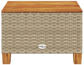 vidaXL Τραπέζι Κήπου Μπεζ 55x55x36 εκ. Συνθετικό Ρατάν/Ξύλο Ακακίας