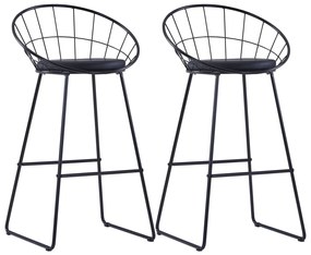 Καρέκλες Μπαρ 2 τεμ. Μαύρες από Συνθετικό Δέρμα