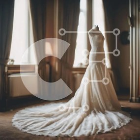 Σετ των 2 Intra Συλλεκτικό Ξύλινο Παζλ Plywood 4mm - Λευκό νυφικό που εμφανίζεται σε κομψό δωμάτιο Σε Ξύλινο Κουτί - Διαστάσεις: 10x10 cm – 25 κομμάτια