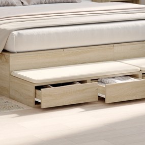 vidaXL Συρτάρια Κρεβατιού Σονούμα Δρυς 180x36,5x16,5 εκ Επεξεργασμένου Ξύλου