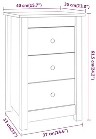 Κομοδίνα 2 τεμ. 40 x 35 x 61,5 εκ. από Μασίφ Ξύλο Πεύκου - Καφέ