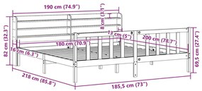 Πλαίσιο Κρεβατιού με Κεφαλάρι 180x200 εκ Μασίφ Ξύλο Πεύκου - Καφέ