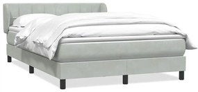 Κρεβάτι Boxspring με Στρώμα Ανοιχτό Γκρι 160x210 εκ. Βελούδινο - Γκρι