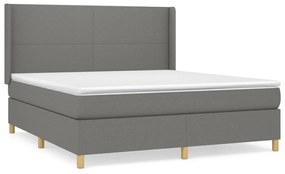 vidaXL Κρεβάτι Boxspring με Στρώμα Σκούρο Γκρι 160x200 εκ Υφασμάτινο