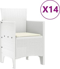 vidaXL Σέτ φαγητού για κήπο 15 τμχ. Λευκό Rattan Polt