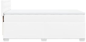vidaXL Κρεβάτι Boxspring με Στρώμα Λευκό 100x200εκ.από Συνθετικό Δέρμα