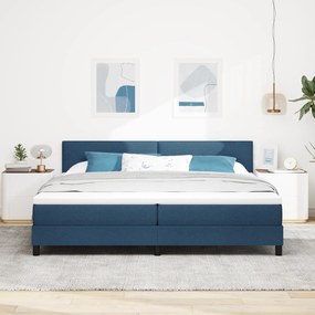 vidaXL Κρεβάτι με Βάση και Στρώμα Μπλε 200x200 εκ Ύφασμα