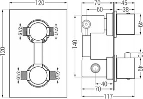 Mexen Cube DR02 ελαφριά πρίζα ντους με κεφαλή 25 cm, μαύρη - 77502DR0225-70