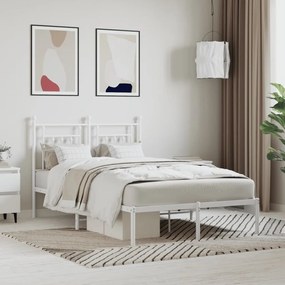 Πλαίσιο Κρεβατιού με Κεφαλάρι Λευκό 120 x 200εκ. Μέταλλο