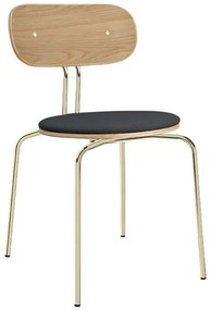 Καρέκλα Τραπεζαρίας Curious Brass 5916-1C719-04 44,5x48x77,5cm Oak-Dark Grey Umage Ατσάλι,Polywood