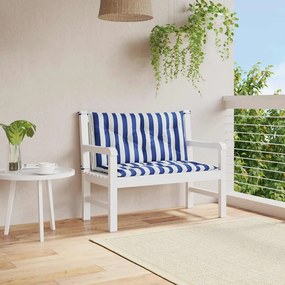 vidaXL Μαξιλάρια Πάγκου 2 τεμ. Μπλε & Λευκό Ριγέ 100x50x7εκ Υφασμάτινα