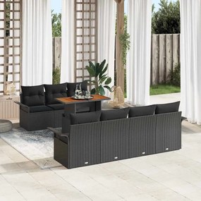 vidaXL Σετ Καναπέ Κήπου με μαξιλάρι 8 pcs Μαύρο 100 x 55 x 73 εκ