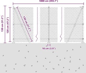 vidaXL Φράκτης από αλυσίδα με τσιμεντένια βάση 10 x 1,2 μ Πράσινο