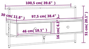 Έπιπλο Τηλεόρασης Επιτοίχιο Γκρι Sonoma 100,5x30x51 εκ Επ. Ξύλο - Γκρι