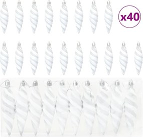 vidaXL Μπαλίτσα Χριστουγεννιάτικης Σπiral 40 pcs Λευκό Πλαστικό