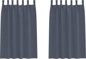 vidaXL Κουρτίνες Μαύρης Ύφανσης με Δαχτυλίδια 2 pcs Ανθρακί