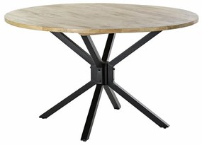 Τραπεζαρία DKD Home Decor 127 x 127 x 75 cm Φυσικό Μαύρο Μέταλλο Αλουμίνιο Ξύλο από Μάνγκο