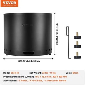 VEVOR Smokeless Fire Pit Stove Bonfire 49 cm Dia Wood Καύση Ανοξείδωτο